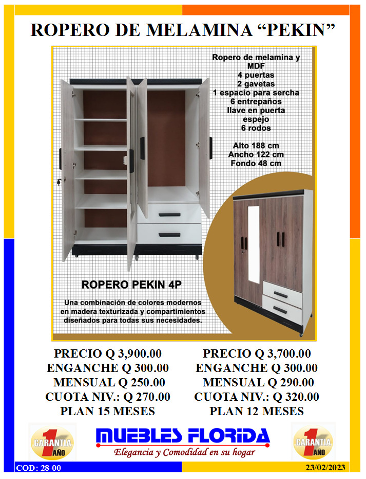 ROPERO DE MELAMINA PEKIN
